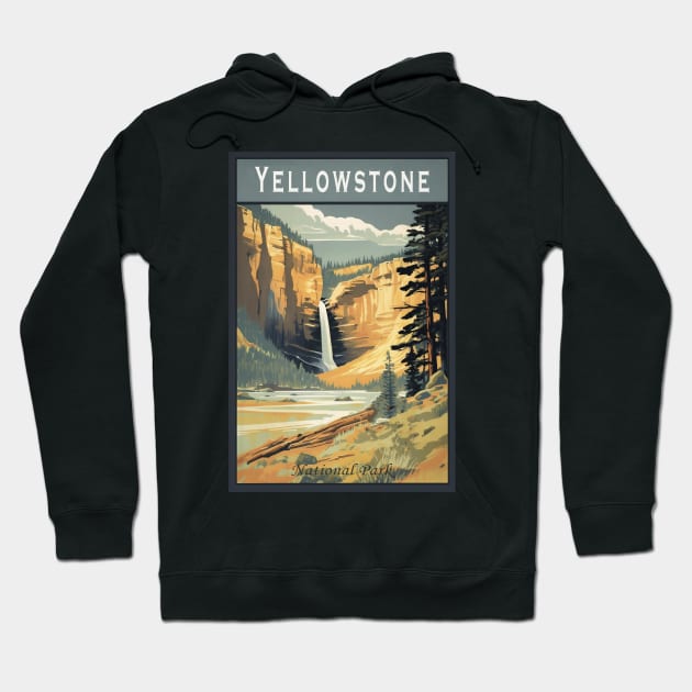 Yellowstone National Park Vintage Poster Hoodie by GreenMary Design